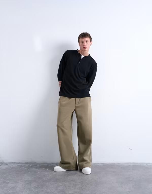 トップマン メンズ ボトムス カジュアルパンツ パンツ スウェットパンツ Topman baggy fit sweatpants Khaki カーキ