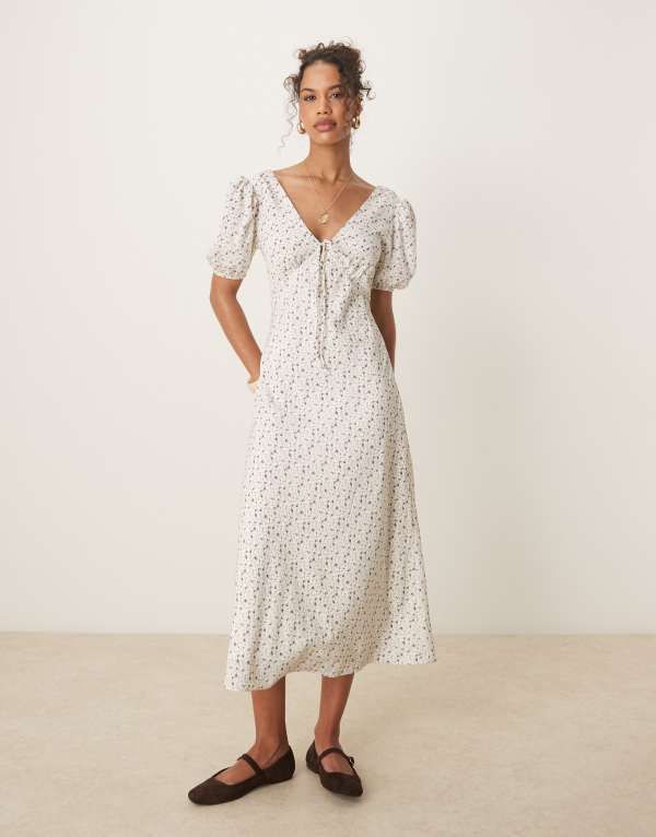 グラマラス レディース トップス ワンピース Vネック マキシワンピース フラワー柄 マキシ フラワー Glamorous v neck tie front maxi dress in lilac floral Lilac floral ライラック