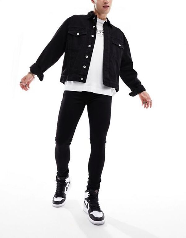 エイソス メンズ ボトムス デニムパンツ ジーンズ ASOS DESIGN spray on jeans with powerstretch black ブラック