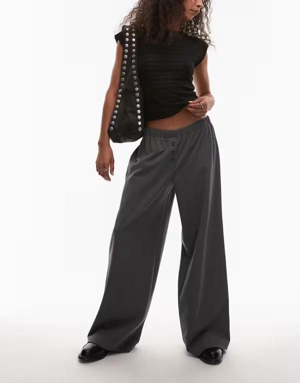 エイソス レディース ボトムス カジュアルパンツ パンツ ASOS DESIGN pull on tailored pants Gray グレー