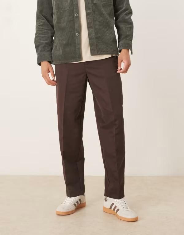 エイソス メンズ ボトムス カジュアルパンツ パンツ ASOS DESIGN tapered pants BROWN ブラウン