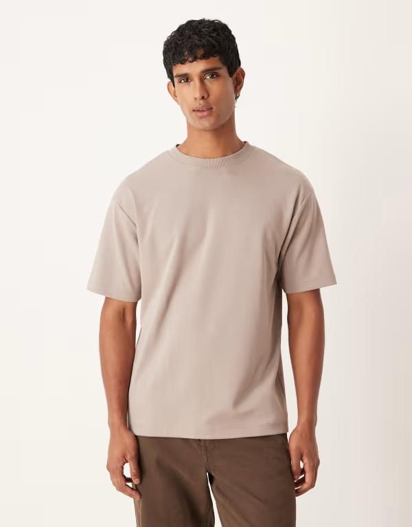 エイソス メンズ トップス Tシャツ クルーネック シャツ コットン ASOS DESIGN breatheMAX heavyweight crew neck tshirt cotton blend Driftwood ブラウン