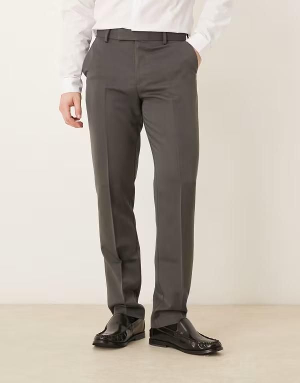 エイソス メンズ ボトムス カジュアルパンツ スリムフィット ASOS DESIGN slim fit dress pants in charcoal チャコール