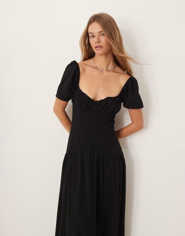 エイソス レディース トップス ワンピース ASOS DESIGN dropped waist day dress Black ブラック