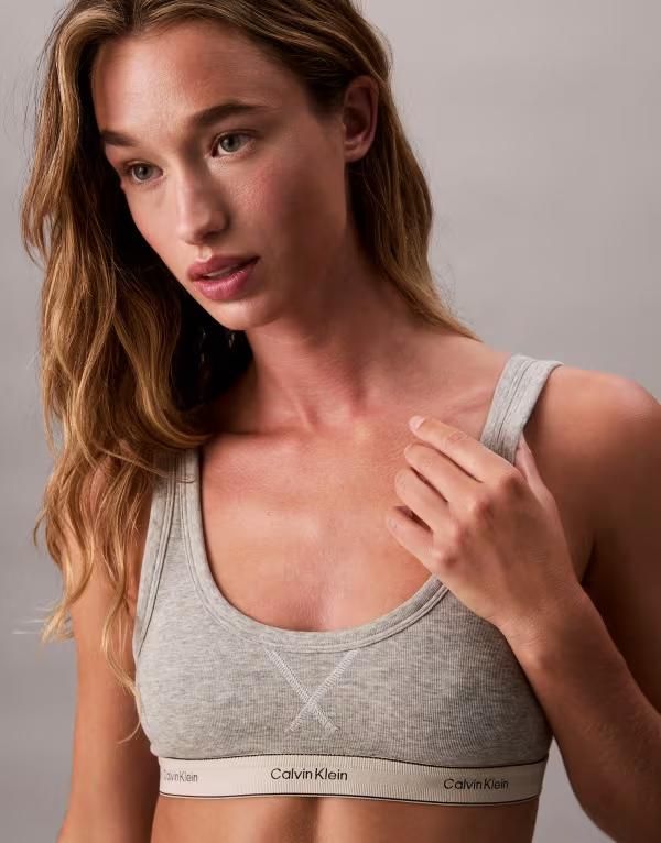 カルバンクライン レディース アンダーウェア ブラジャー コットン Calvin Klein Heritage Cotton bralette in heather Gray グレー