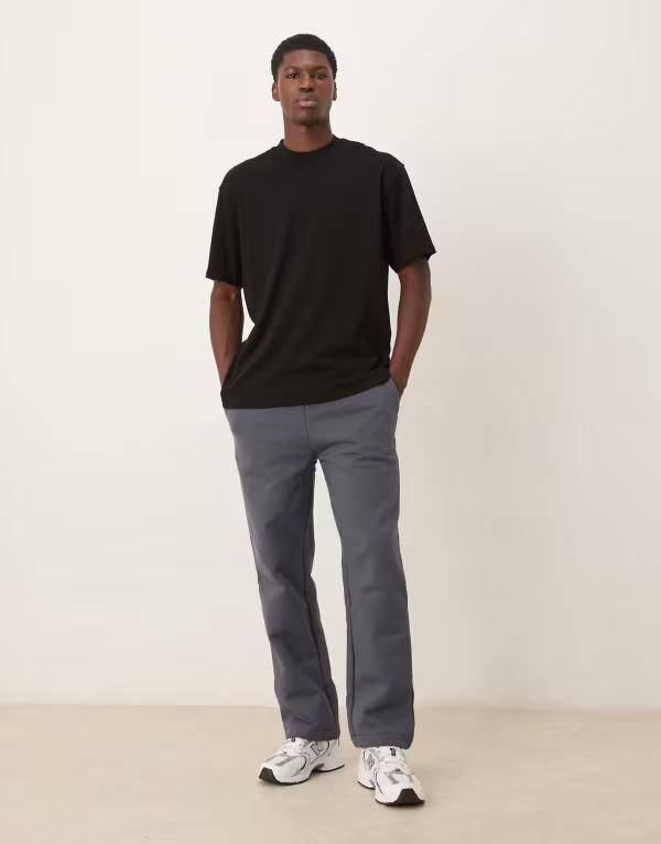 エイソス メンズ ボトムス カジュアルパンツ ストレート パンツ スウェットパンツ ASOS DESIGN premium heavyweight straight leg sweatpants in 650gsm NAVY ネイビー