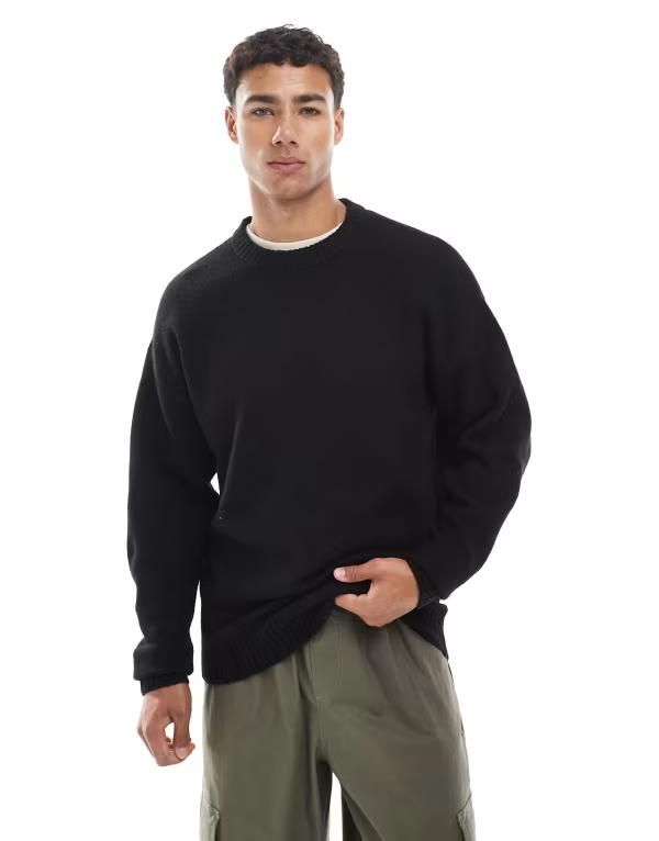 ジャック アンド ジョーンズ メンズ アウター ニット・セーター セーター Jack Jones oversized fluffy sweater Black ブラック