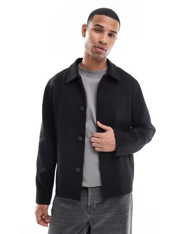 ジャック アンド ジョーンズ メンズ アウター ジャケット・ブルゾン ウール ジャケット Jack Jones boxy wool blend jacket Black ブラック