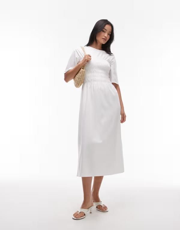 アンドアザーストーリーズ レディース トップス ワンピース ジャージー Other Stories jersey midaxi dress with ruche corset detail WHITE ホワイト