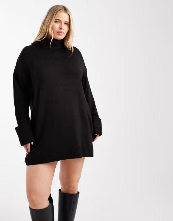 ブレーブソウル レディース トップス ワンピース ハイネック プラスサイズ セーター ニット Brave Soul Plus high necknit sweater dress Black ブラック