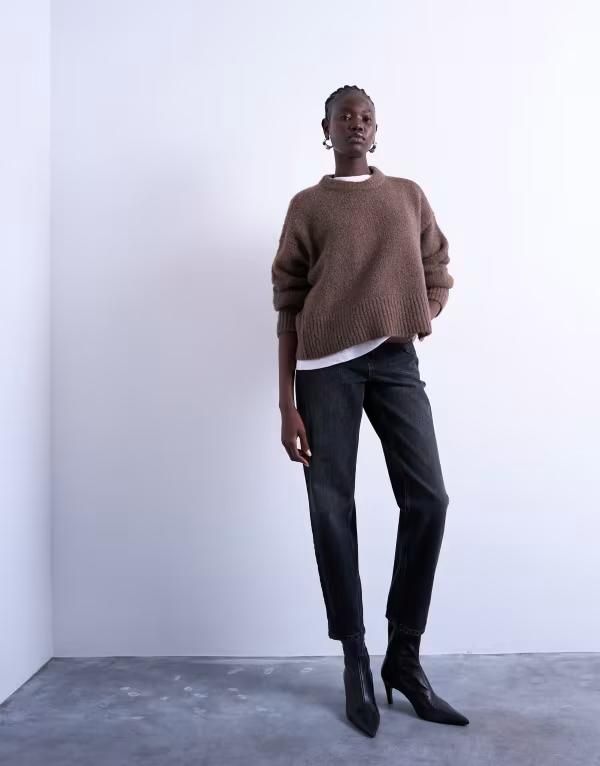 トップショップ レディース ボトムス デニムパンツ ジーンズ Topshop mom jeans in washed WASHED BLACK ブラック