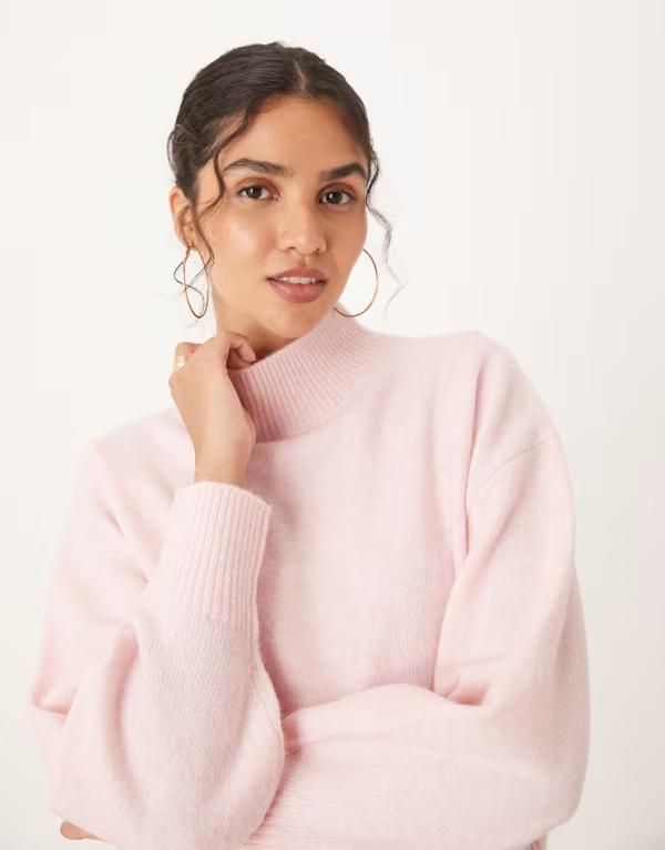 エイソス レディース アウター ニット・セーター ハイネック セーター ASOS DESIGN high neck sweater in light Light Pink ピンク