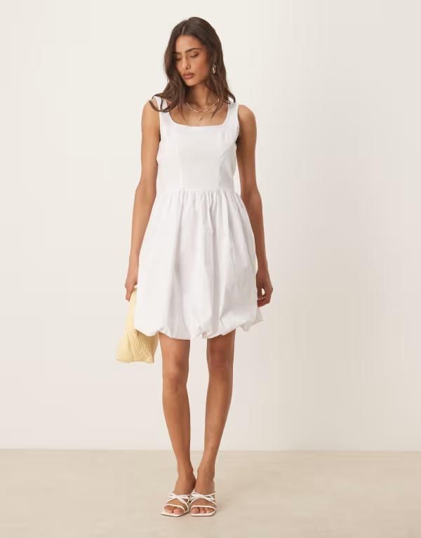 ジェイディーワイ レディース トップス ワンピース ミニワンピース ミニ JDY bubble hem mini dress WHITE ホワイト