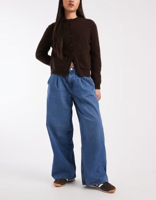 オンリー レディース ボトムス デニムパンツ ワイドレッグ ジーンズ ONLY Livy wide leg jeans in mid blue denimid blue denim デニム