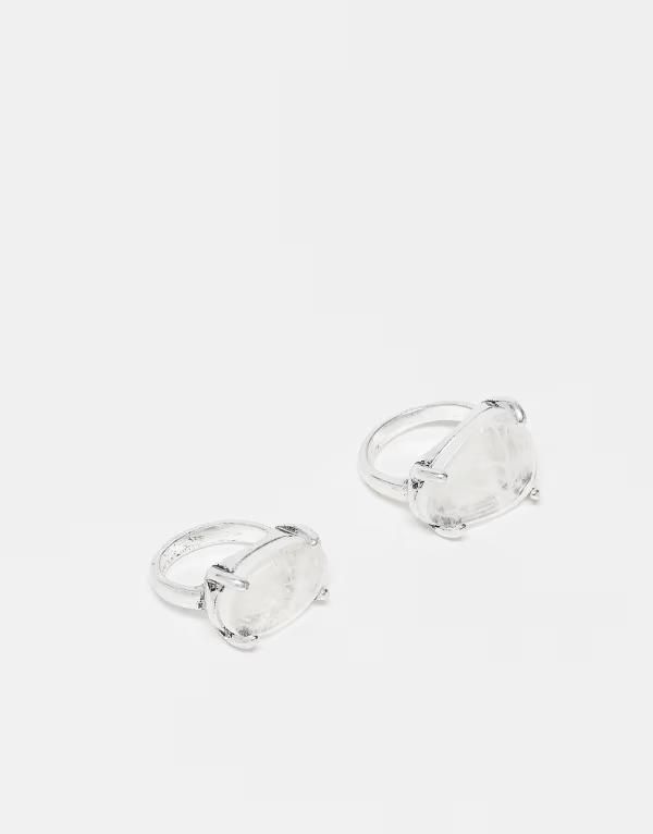 リクレイム ヴィンテージ レディース アクセサリー リング Reclaimed Vintage Unisex 2 ring pack with faux stones tone multi マルチカラー 7,441円