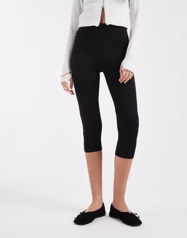 エイソス レディース ボトムス レギンス キャップ ジャージー ASOS DESIGN jersey capri leggings Black ブラック