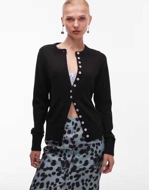 エイソス レディース アウター カーディガン ASOS DESIGN midweight fitted cardigan black ブラック