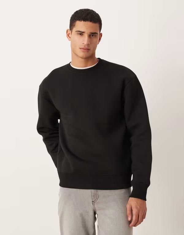 エイソス メンズ アウター パーカー・スウェット シャツ スキューバ ASOS DESIGN heavyweight oversized sweatshirt scubastyle fabric Black ブラック