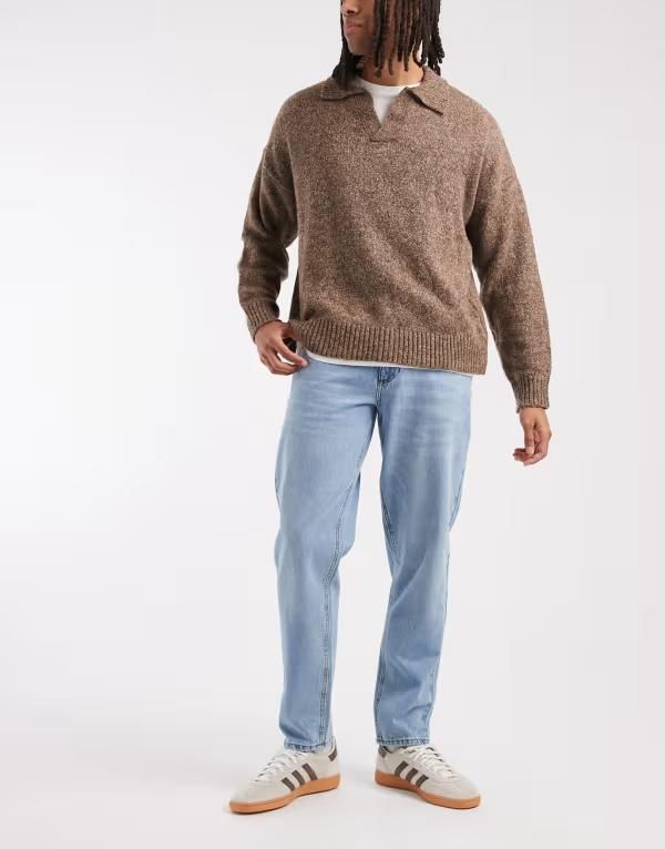 エイソス メンズ ボトムス デニムパンツ ジーンズ ASOS DESIGN tapered jeans in light wash Light wash blue ブルー