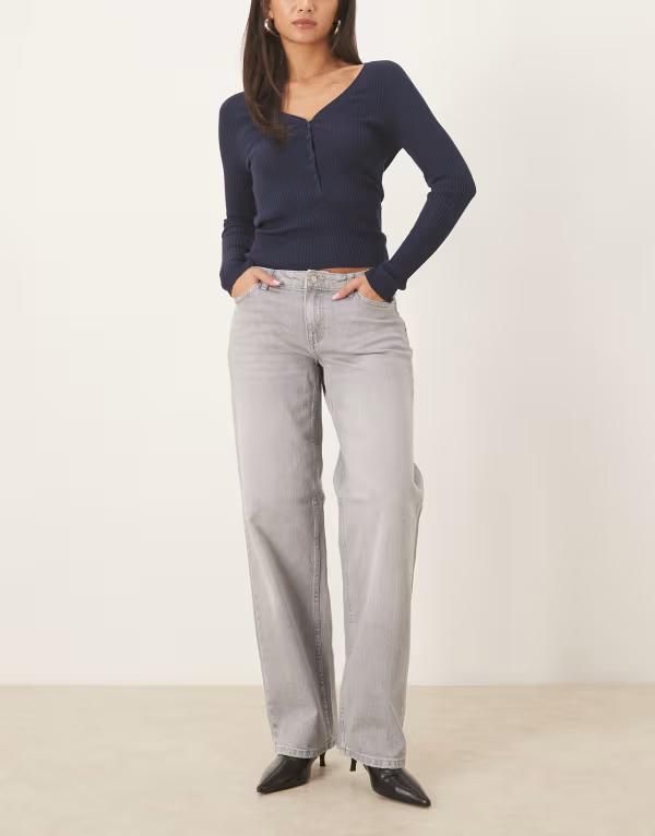 ジェイディーワイ レディース ボトムス デニムパンツ ストレート ジーンズ JDY lowaistraight leg jeans in light gray denim グレー