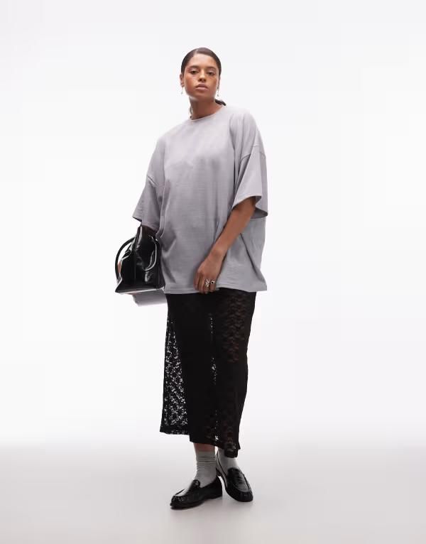 エイソス レディース ボトムスカート シアー レース マキシ ASOS Curve ASOS DESIGN Curve lace sheer column maxi skirt Black ブラック