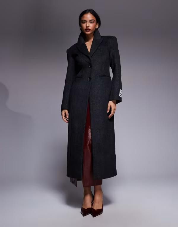 エイソス レディース アウター コート ASOS DESIGN ASOS X THE SOURCED COLLECTION snatched waist coat in charcoal チャコール