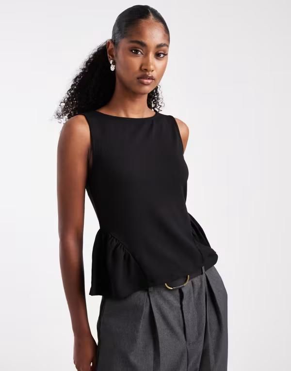 ピーシーズ レディース トップス Tシャツ ジャージー Pieces peplum detail jersey top Black ブラック