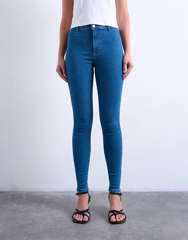 トップショップ レディース ボトムス デニムパンツ ジーンズ Topshop Joni skinny high rise jeans in mid BLUE ブルー