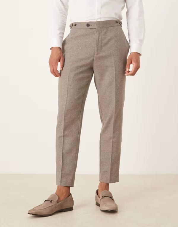 エイソス メンズ ボトムス カジュアルパンツ ウール ASOS DESIGN tapered wool blendress pants in light gray with side adjusters Gray グレー
