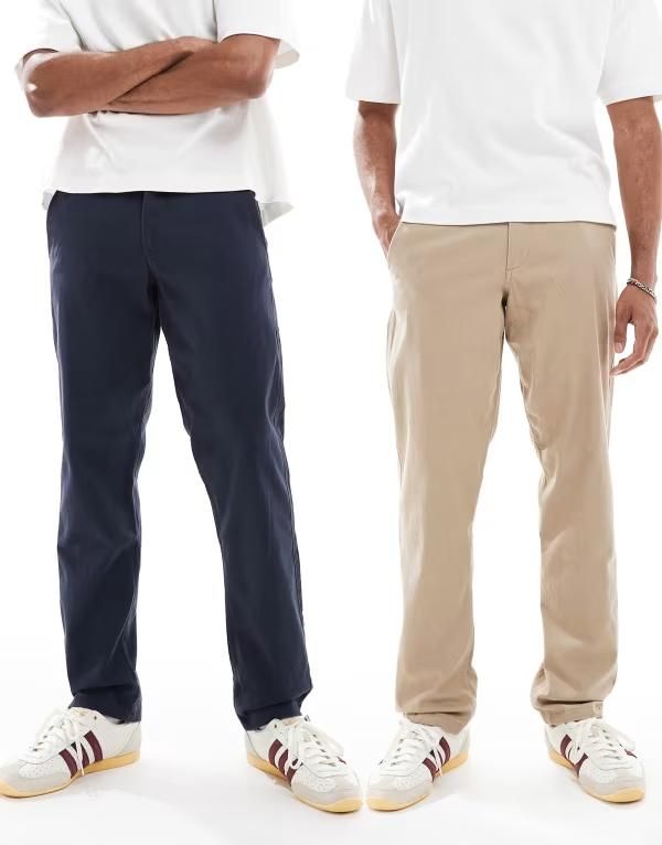 ジャック アンド ジョーンズ メンズ ボトムス カジュアルパンツ Jack Jones 2 pack kane loose fit chino Crockery ネイビー