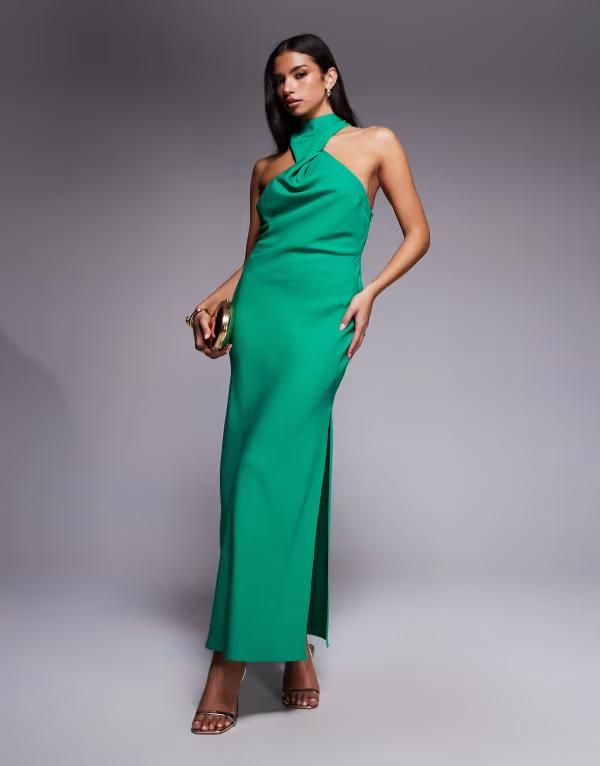 エイソス レディース トップス ワンピース ミディワンピース ミディ ASOS DESIGN twist neck midi dress with hardware trim Green グリーン 10,625円
