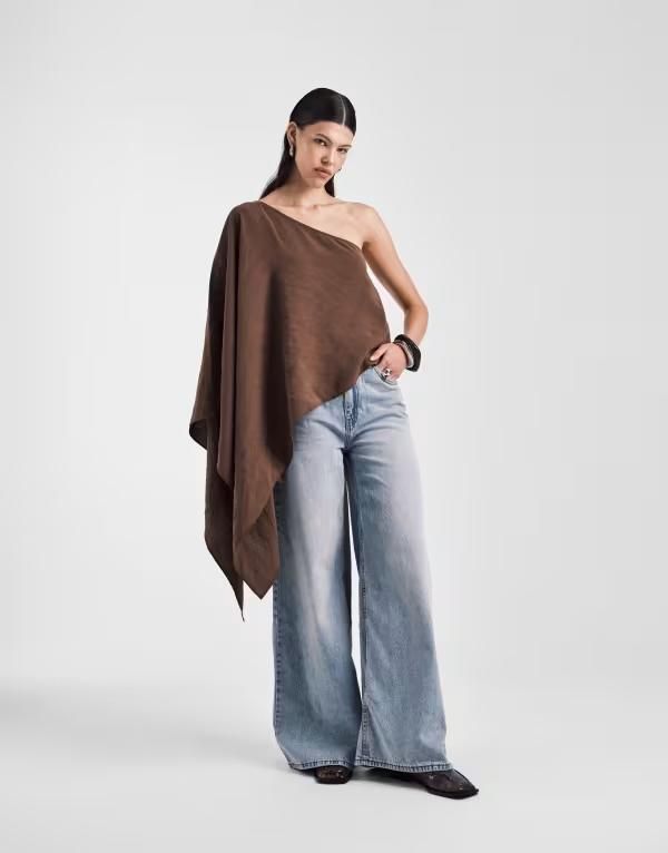 エイソス レディース ボトムス デニムパンツ ワイドレッグ ヴィンテージ ハイウエスト ジーンズ ASOS DESIGN high waist wide leg jeans in vintage wash Pale Vintage