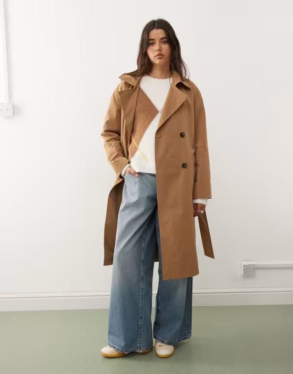 ノイジーメイ レディース アウター コート Noisy May trench coat in light Otter ブラウン