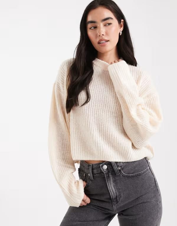 ミスセルフフリッジ レディース アウター ニット・セーター Misselfridge slouchy knit sweater in light cream Light cream クリーム