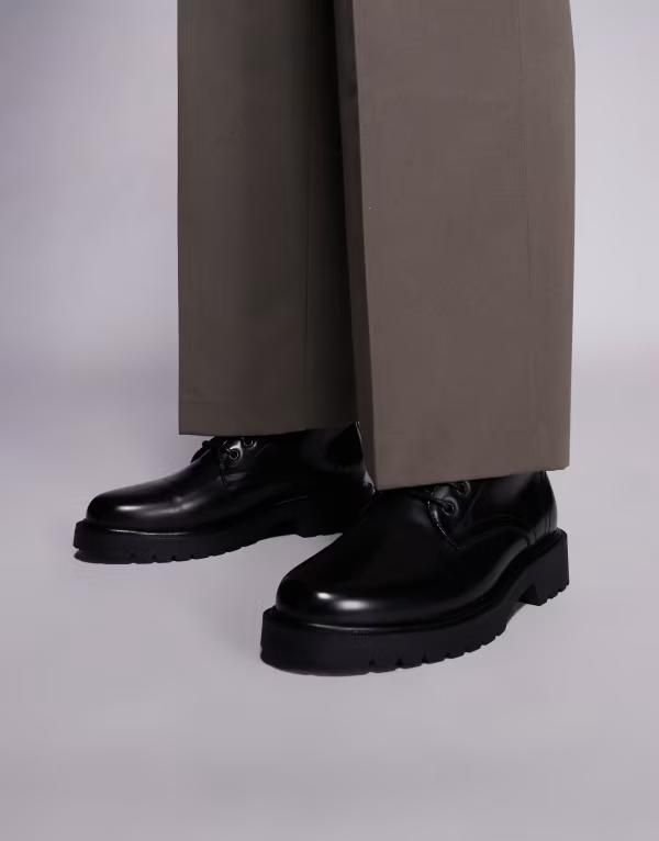 エイソス メンズ シューズ ブーツ・レインブーツ レース ASOS DESIGN lace up boots polish Black ブラック