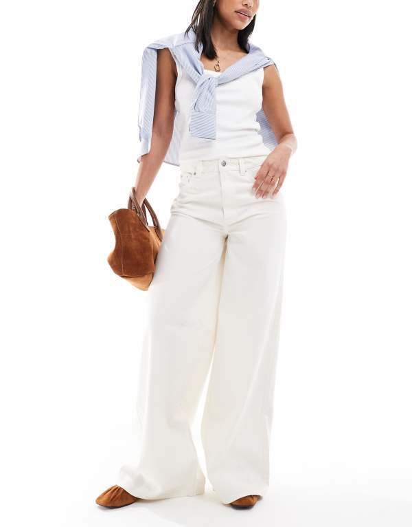 エイソス レディース ボトムス デニムパンツ ワイドレッグ ジーンズ ASOS DESIGN soft wide leg jeans in ecru NEUTRAL TBC エクリュ
