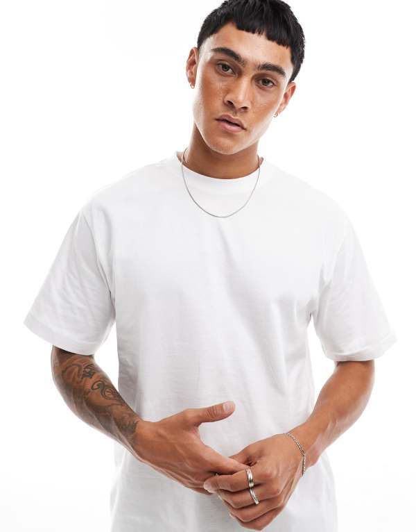 オンリーアンドサンズ メンズ トップス Tシャツ Only Sons oversized heavyweight Tshirt White ホワイト