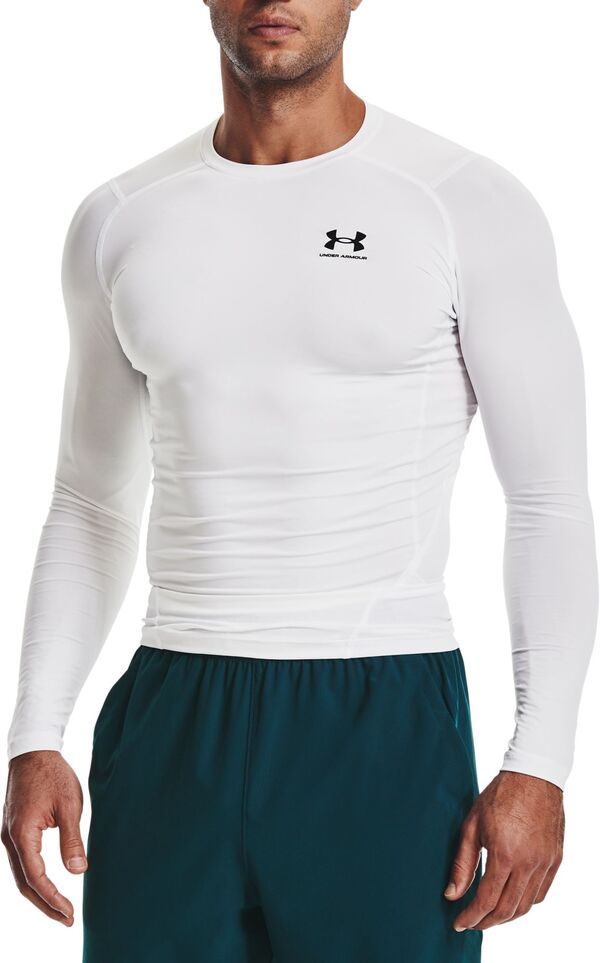 アンダーアーマー メンズ トップス シャツ Under Armour Mens HeatGear Compression Long Sleeve Shirt WhiteBlack ホワイト