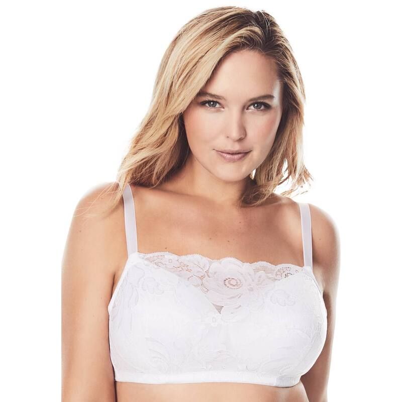 コンフォート チョイス レディース アンダーウェア ブラジャー プラスサイズ レース Comfort Choice Womens Plusize Lace Wireless Cami Bra White ホワイト