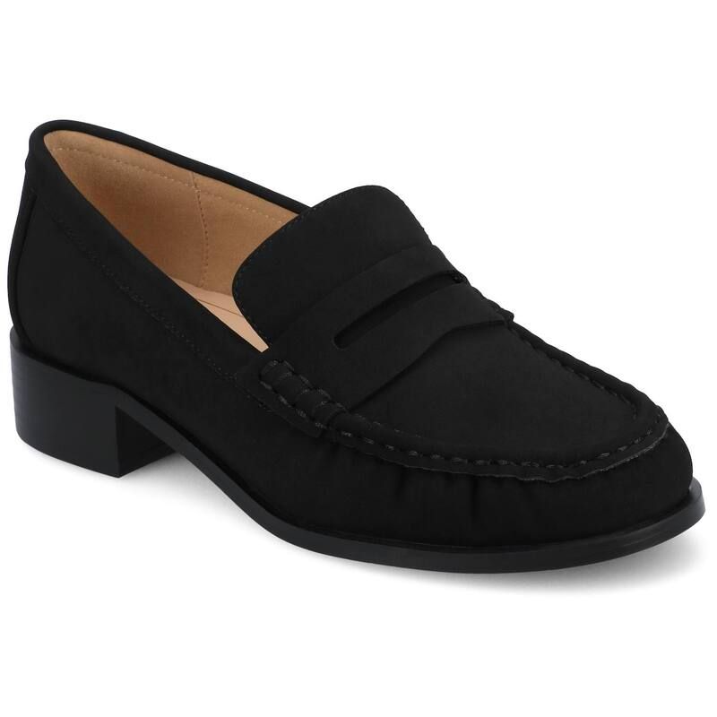ジャーニー レディース シューズ スリッポン・ローファー ギャザー ヒール Journee Danna Womens Block Heel Ruched Penny Loafers Black ブラック