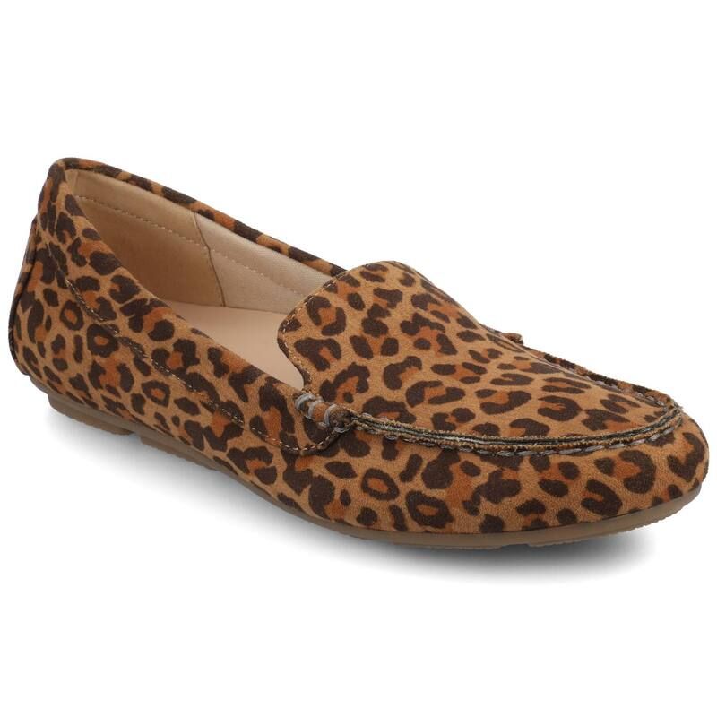 ジャーニー レディース シューズ スリッポン・ローファー Journee Oreta Medium and Wide Width Womens Flexible Round Toe Loafers Leopard Camel キャメル