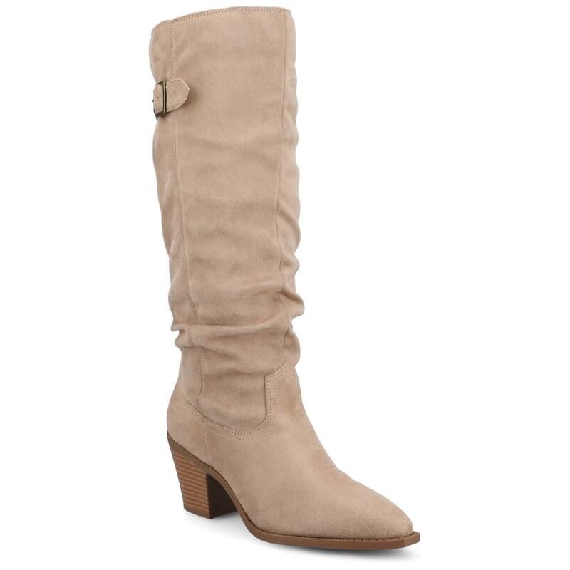 ジャーニー レディース シューズ ブーツ・レインブーツ Journee Kaleah Womens Comfort Slouchy KneeHigh Pointed Toe Buckle Detail Boots Taupe トープ
