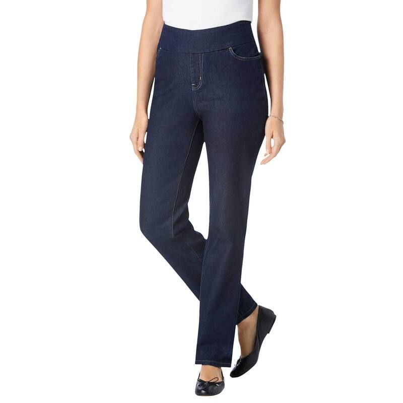 ウーマン ウィズイン レディース ボトムス デニムパンツ プラスサイズ トール Woman Within Womens Plusize Tall Flexfit Pullon Straightleg Jean Indigo インディゴ