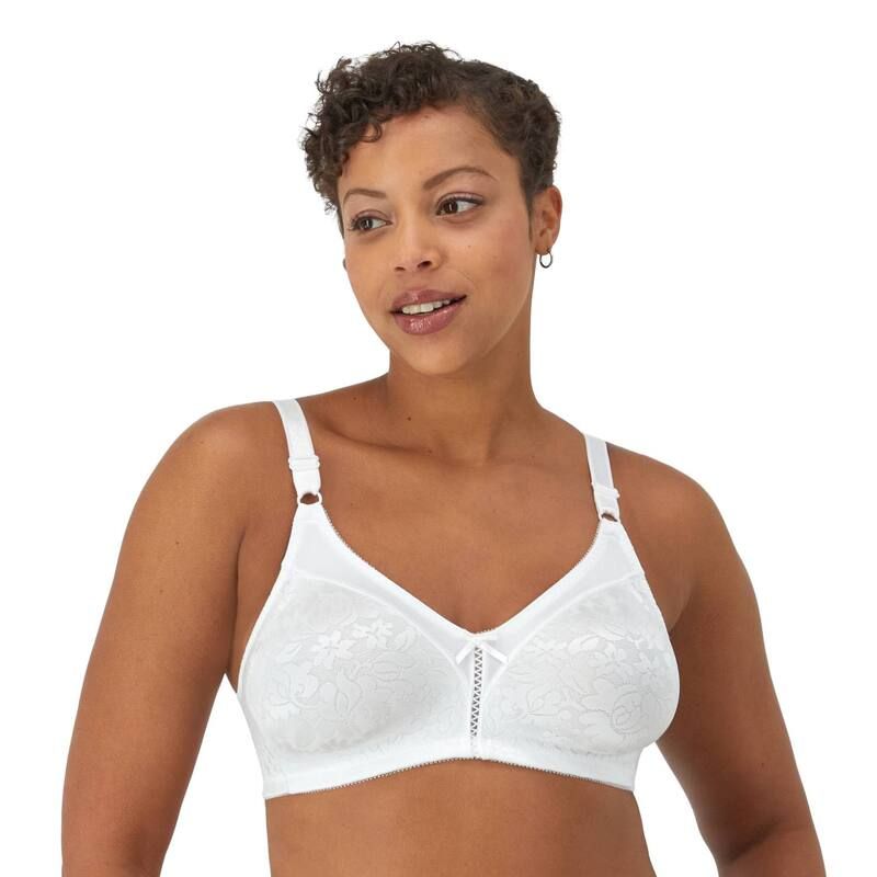 バリ レディース アンダーウェア ブラジャー レース Bali Double Support Lace FullFigure Wireless Bra DF3372 White ホワイト