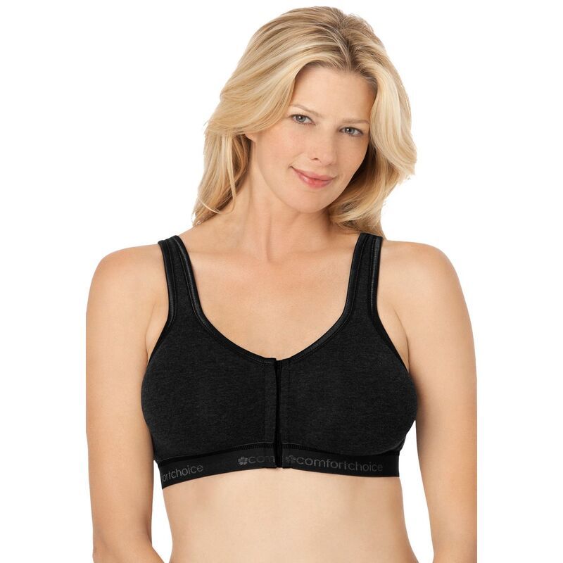 コンフォート チョイス レディース アンダーウェア ブラジャー プラスサイズ Comfort Choice Womens Plusize Wireless Frontclose Lounge Bra Black ブラック