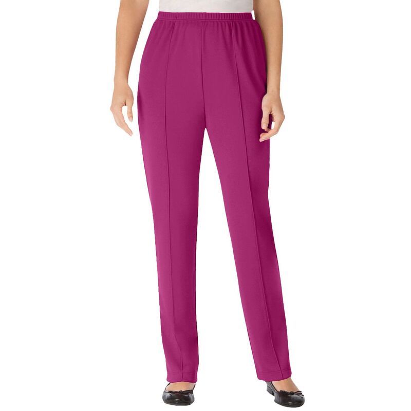 ウーマン ウィズイン レディース ボトムス カジュアルパンツ プラスサイズ トール ニット Woman Within Plusize Tall Knit HassleFree PullOn ElasticWaist Pants Raspberry