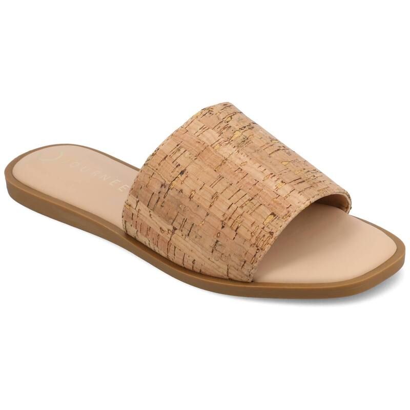ジャーニー レディース シューズ サンダル リネン Journee Prisilla Womens Tru Comfort Foam Linen Slip On Slide Sandals Cork