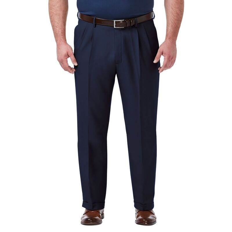 ハガー メンズ ボトムス カジュアルパンツ プリーツ トール Big Tall HaggarR Premium Comfort ClassicFit Pleated Hidden Expandable Waistbandress Pants Blue ブルー