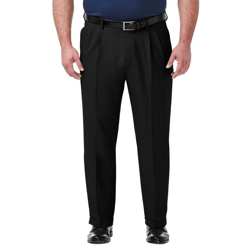 ハガー メンズ ボトムス カジュアルパンツ プリーツ トール Big Tall HaggarR Premium Comfort ClassicFit Pleated Hidden Expandable Waistbandress Pants Black ブラッ