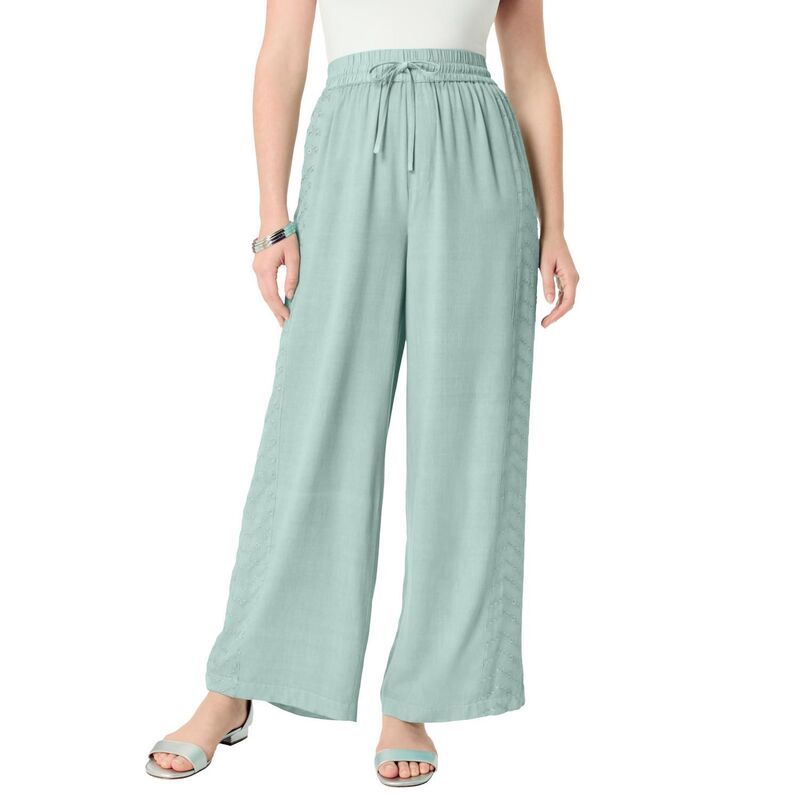 ロアマンズ レディース ボトムス カジュアルパンツ プラスサイズ Roamans Womens Plusize Acid Wash Pants Antique Mint ミント